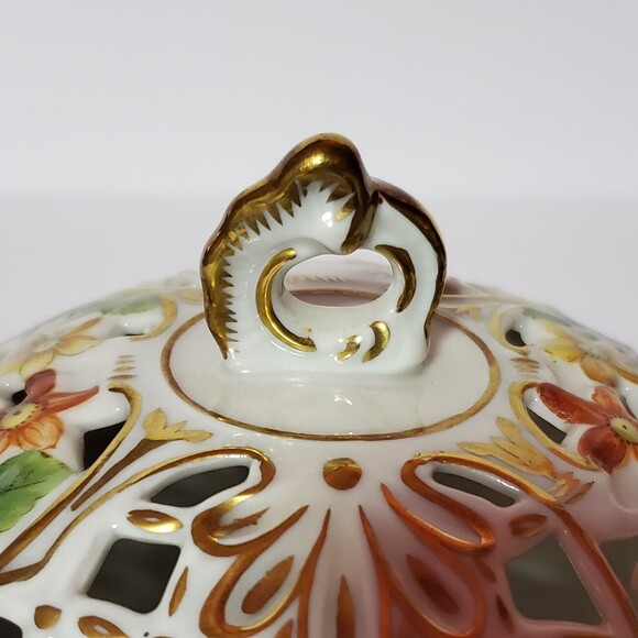 Schumann Lidded Bowl Dresden Flowers Trinket Box Vintage - Picture 4 of 10
